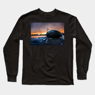 Rock With Raindrops,In The Sunset, Macro Background, Close-up Long Sleeve T-Shirt